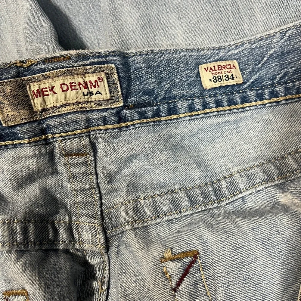 Mek Denim Valencia Bootcut Jeans Mens 38x34 Light Wash Distressed Y2K Relaxed